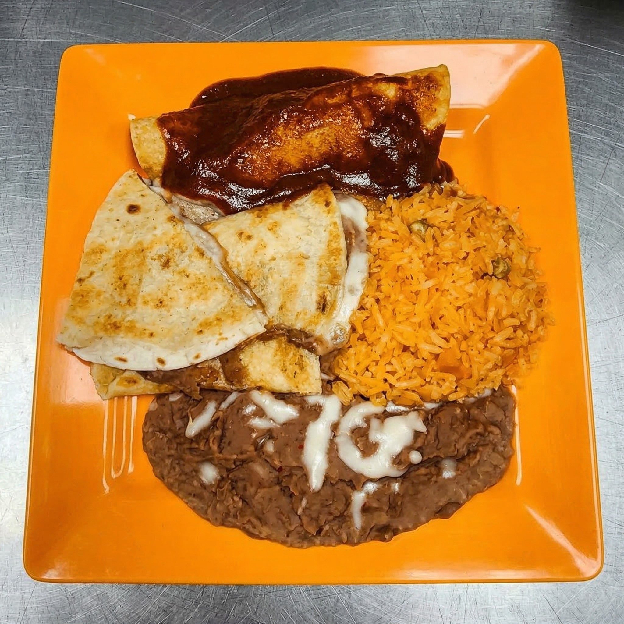 Cheese Enchilada & Bean Quesadilla.
